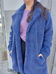 Aurelia Sherpa Coat Navy Blue - Only Carmakoma