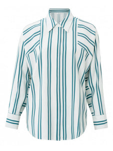 Asymmetric Stripe Blouse  Blue Blush Grey Dessin - Yaya