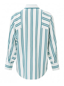 Asymmetric Stripe Blouse  Blue Blush Grey Dessin - Yaya
