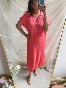 Marie Polo Dress - Roze/Oranje