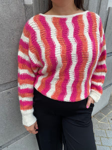 Happy colours knit fuchsia/ orange