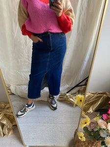 Karo Splitted Jeans Skirt
