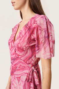 Aldora Wrap Dress Fuchsia - Soaked
