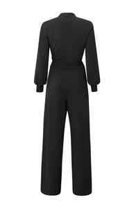 Jersey Jumpsuit with wide leg Black - YAYA