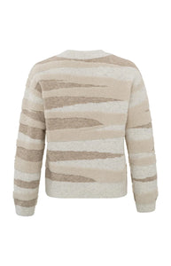 Textured Pattern Sweater Beige Melange Dessin - YAYA