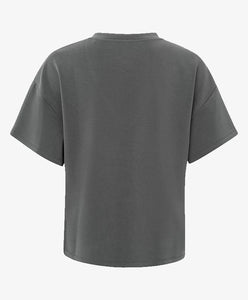 Short Sleeve V-neck Sweatshirt Magnet Grey - Yaya